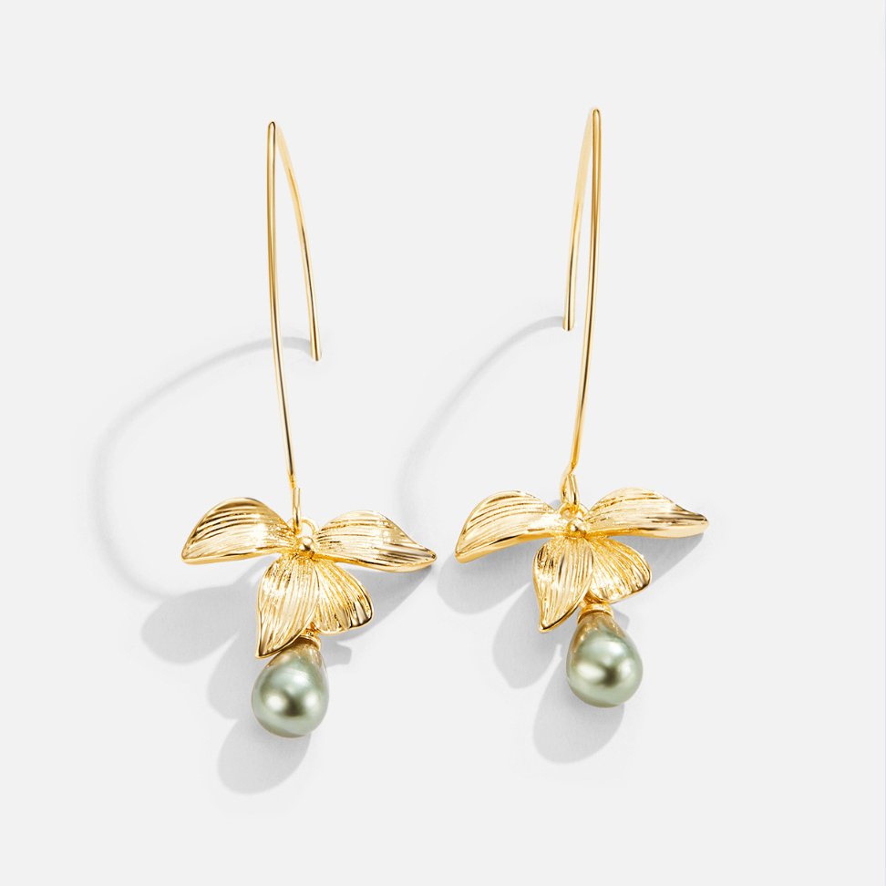 Jade Perle & Blüten Tropfen Ohrringe