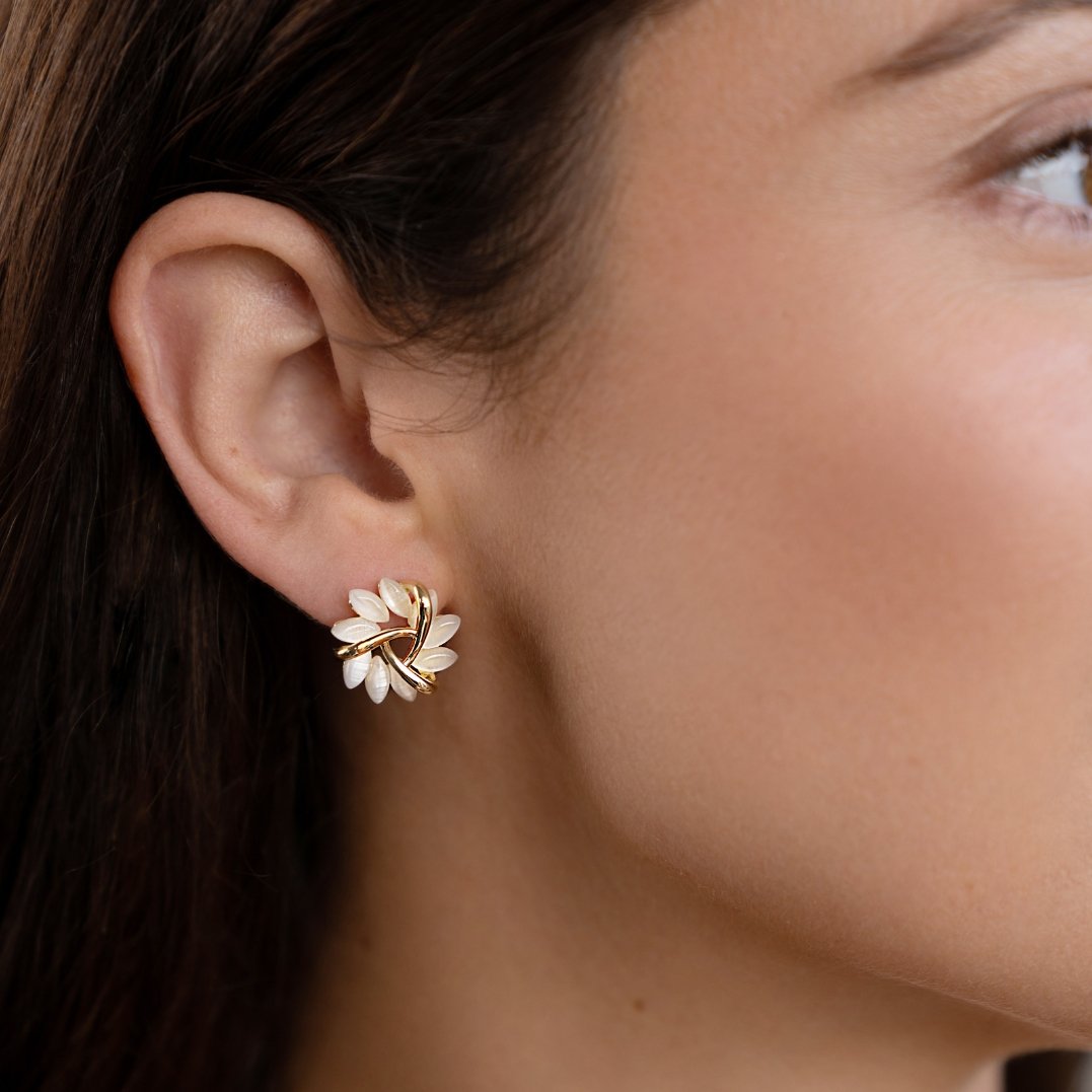 Opal Blüten Gold Ohrringe
